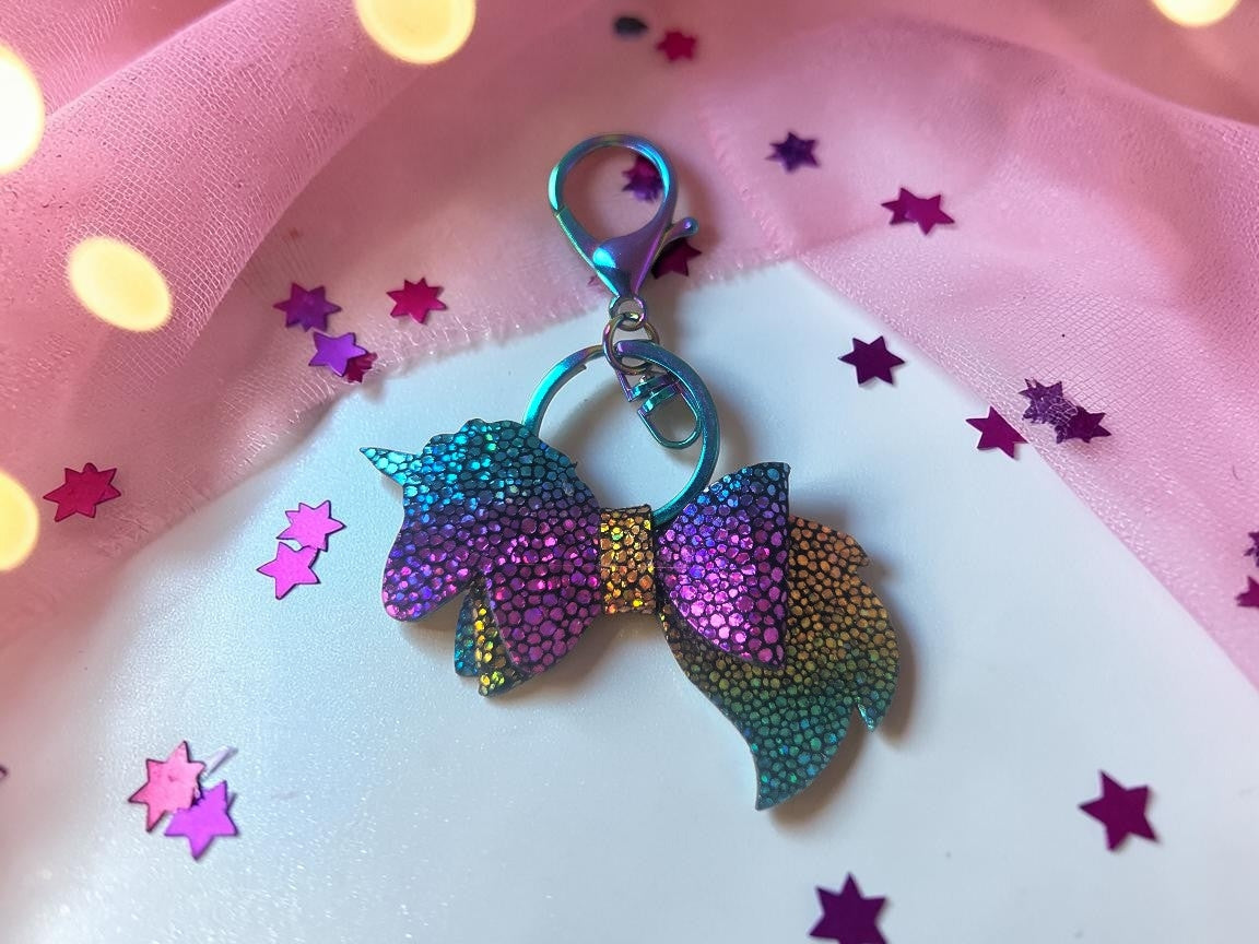 Preorder - Unicorn Tail Bow - Purse flair/zipper pull/hair accessory -Steel Rule Wooden Die (Copy)