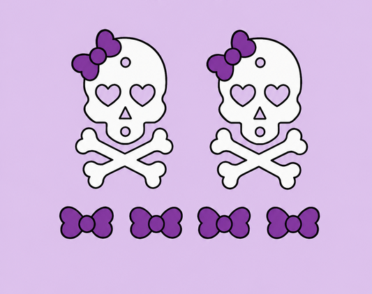 Preorder - Crossbones Skull with bow - 1.25" embossed pair - Steel Rule Wooden Earring Die