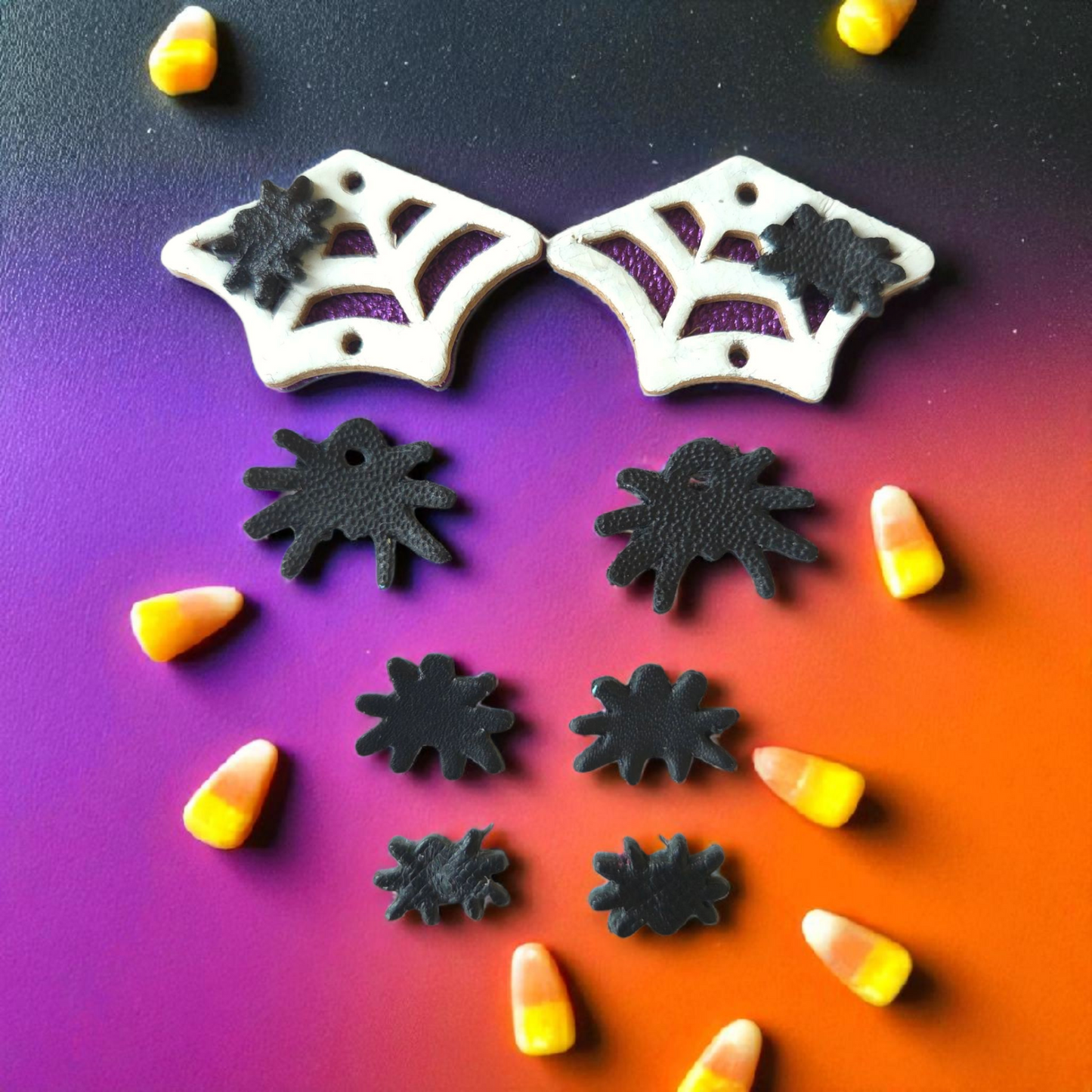 Spiders with Web - Pairs - 3 sizes of Spiders - Steel Rule Earring Die