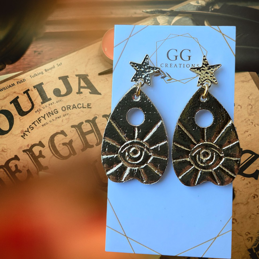 Spirit Board Dial - Ouiji Planchette  - 1.5" Pair- Embossed - Steel Rule Earring Die