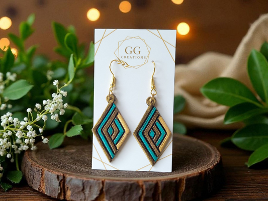 Preorder -Diamond Nexus -  1.75" Embossed Mirrored pair - Steel Rule Wooden Earring Die