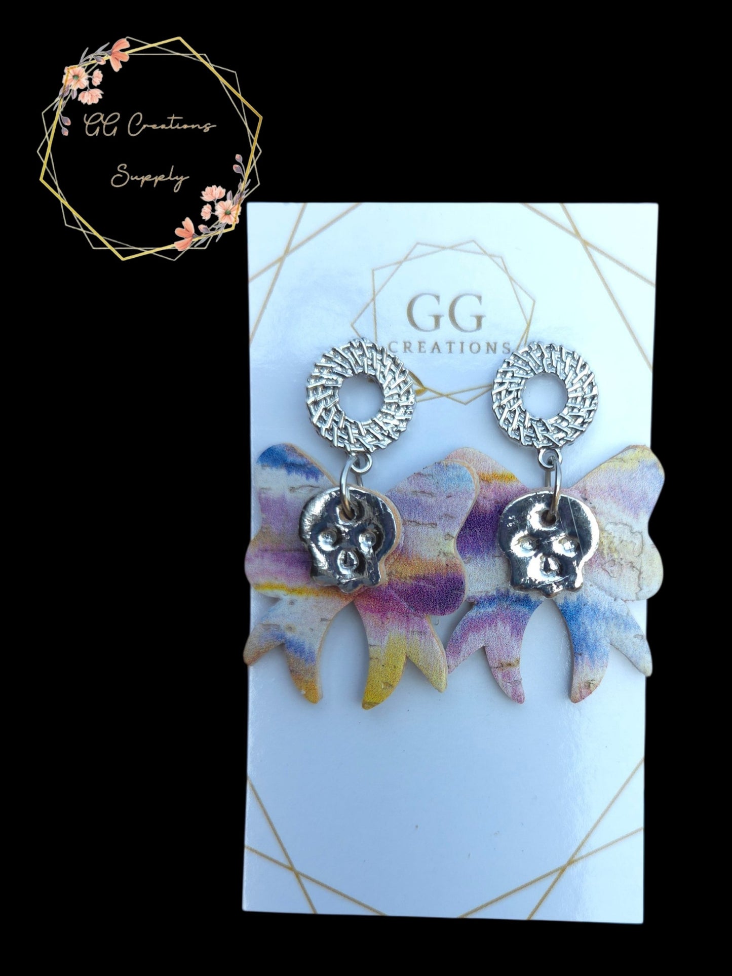 Preorder - Halloween Skull Bows - Embossed - Pairs - Steel Rule Earring Die