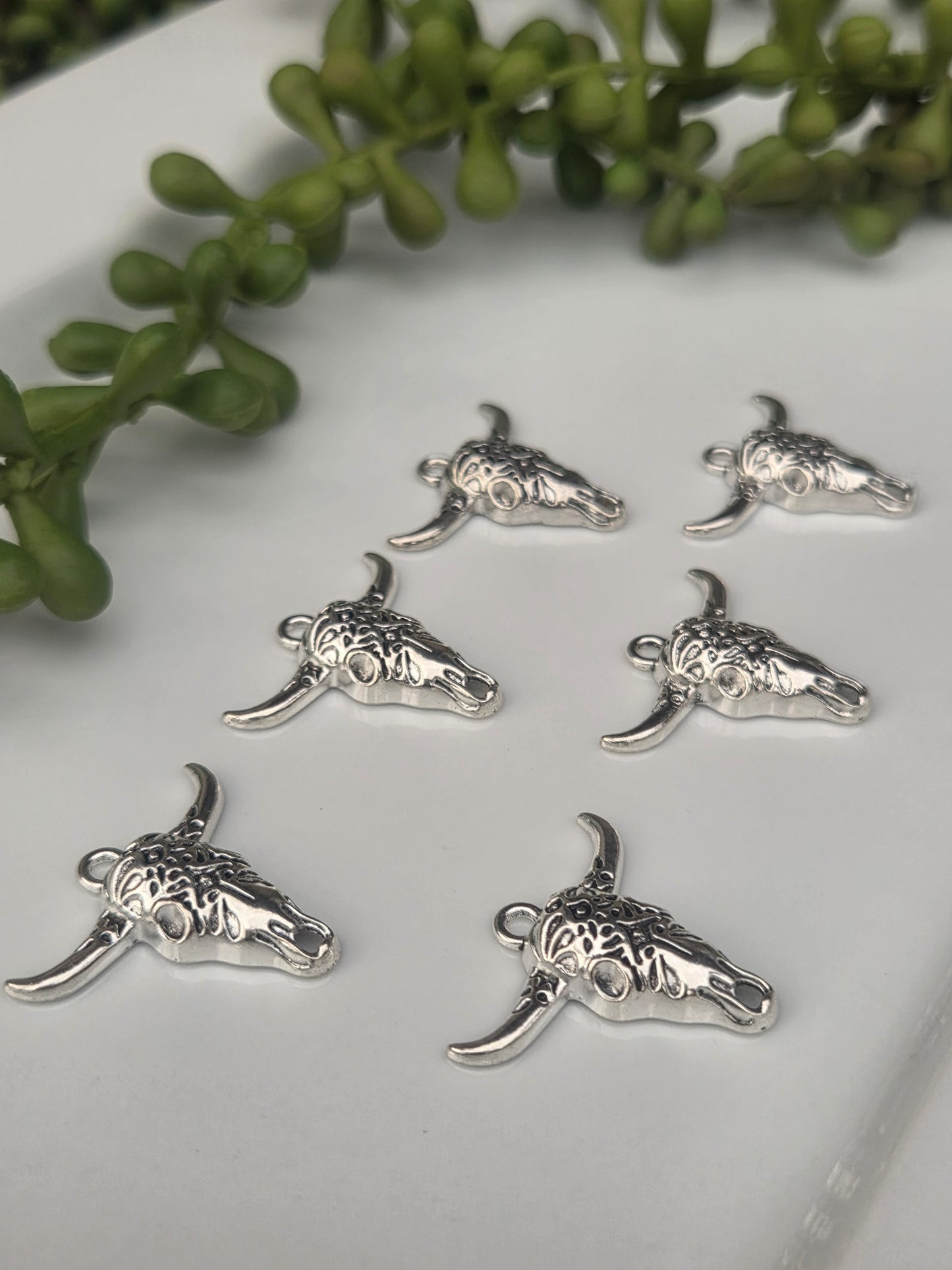 Hollow Bull Head Skull charms/pendant/findings  - 6 pieces