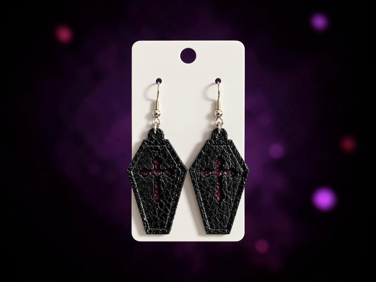 1.75" Spooky Coffins - Embossed and cut out - Steel Rule Wooden Earring Die
