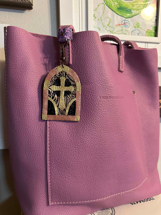 Preorder - Stained Glass Cross  - 3 sizes available - Purse/Bag Accessory - Steel Rule Wooden Die