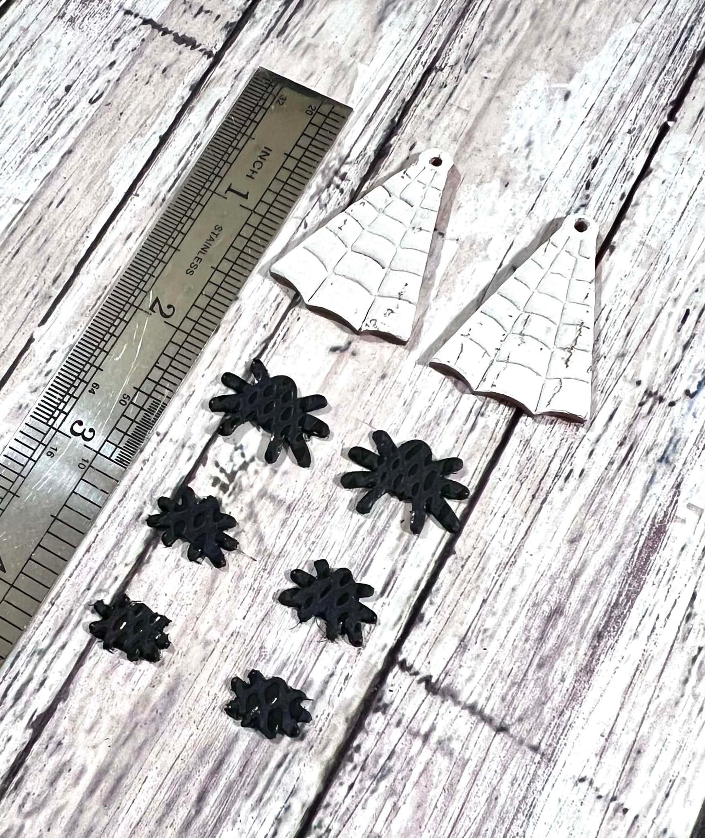 Preorder - Web of Fate - Vertical Embossed with spiders - Pairs - 3 sizes of Spiders - Steel Rule Earring Die