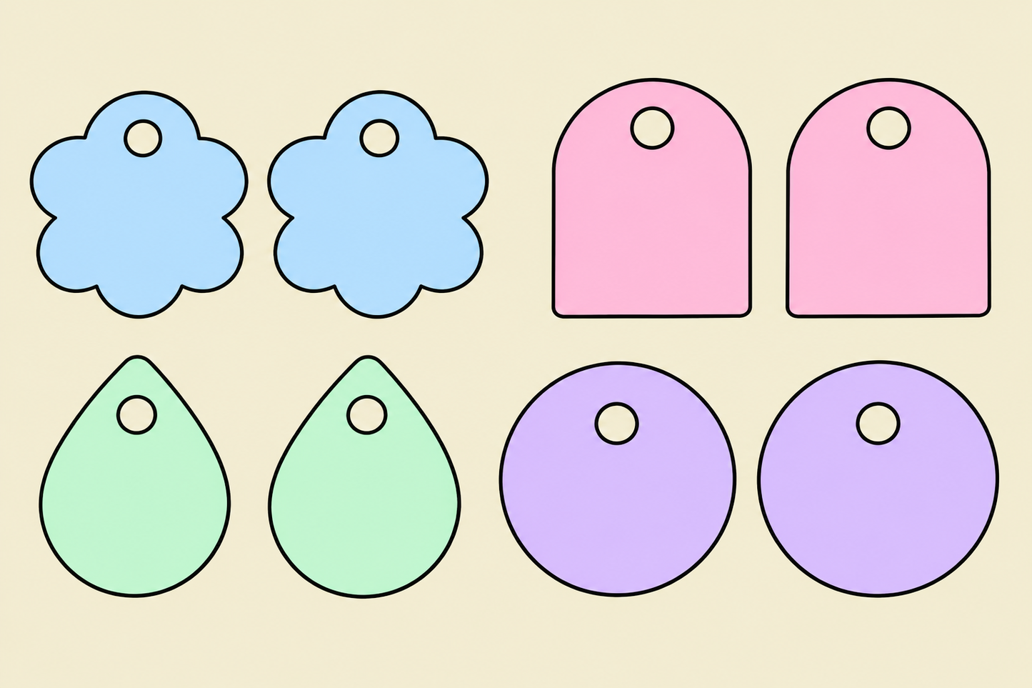 Preorder - 1" Huggie Dangles  - 4 designs - Steel Rule Wooden Earring Die