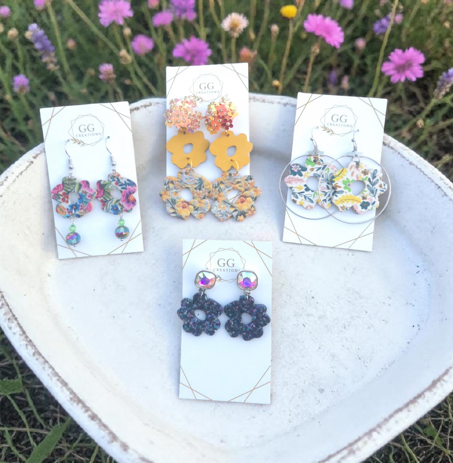 Preorder - Boho Flowers - 2 sizes - pairs - Steel Rule Wooden Earring Die