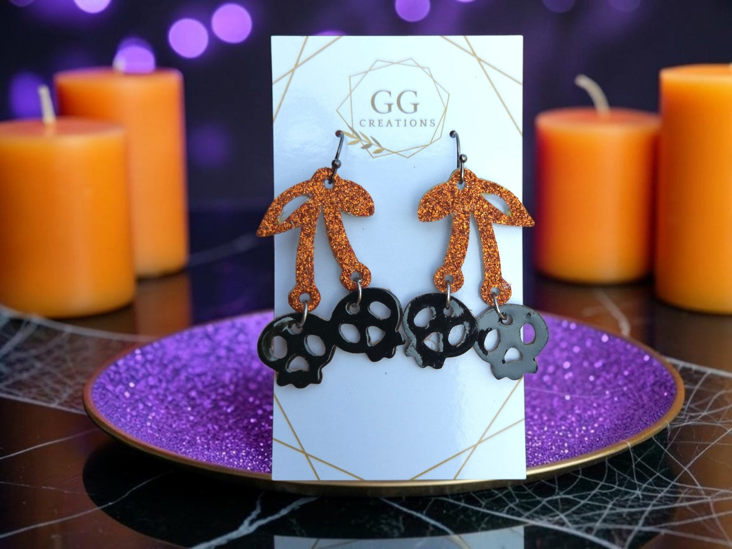 Preorder - Cherry Stem Skulls - 1.75" Mirrored Pair - Steel Rule Earring Die