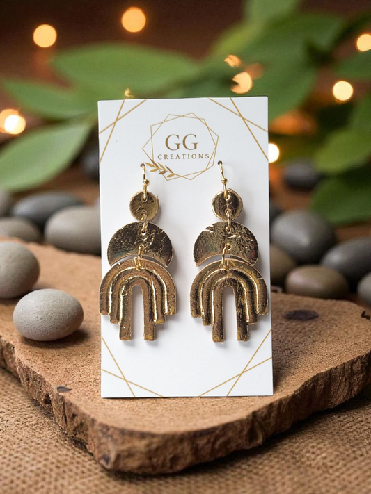 Preorder -Cascading Geometric Rainbow Drop -  1.75" Embossed Mirrored pair - Steel Rule Wooden Earring Die