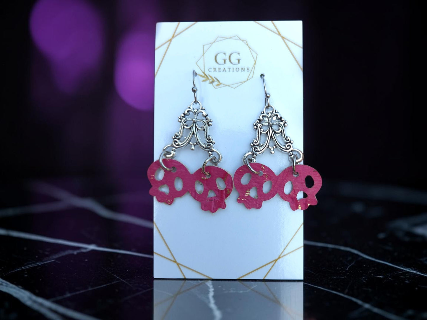 Preorder - Cherry Stem Skulls - 1.75" Mirrored Pair - Steel Rule Earring Die
