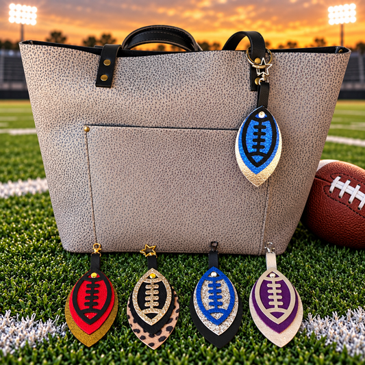 4" Layered Football  -  Accessory, Keychain, Purse Charm- Steel Rule Wooden Die