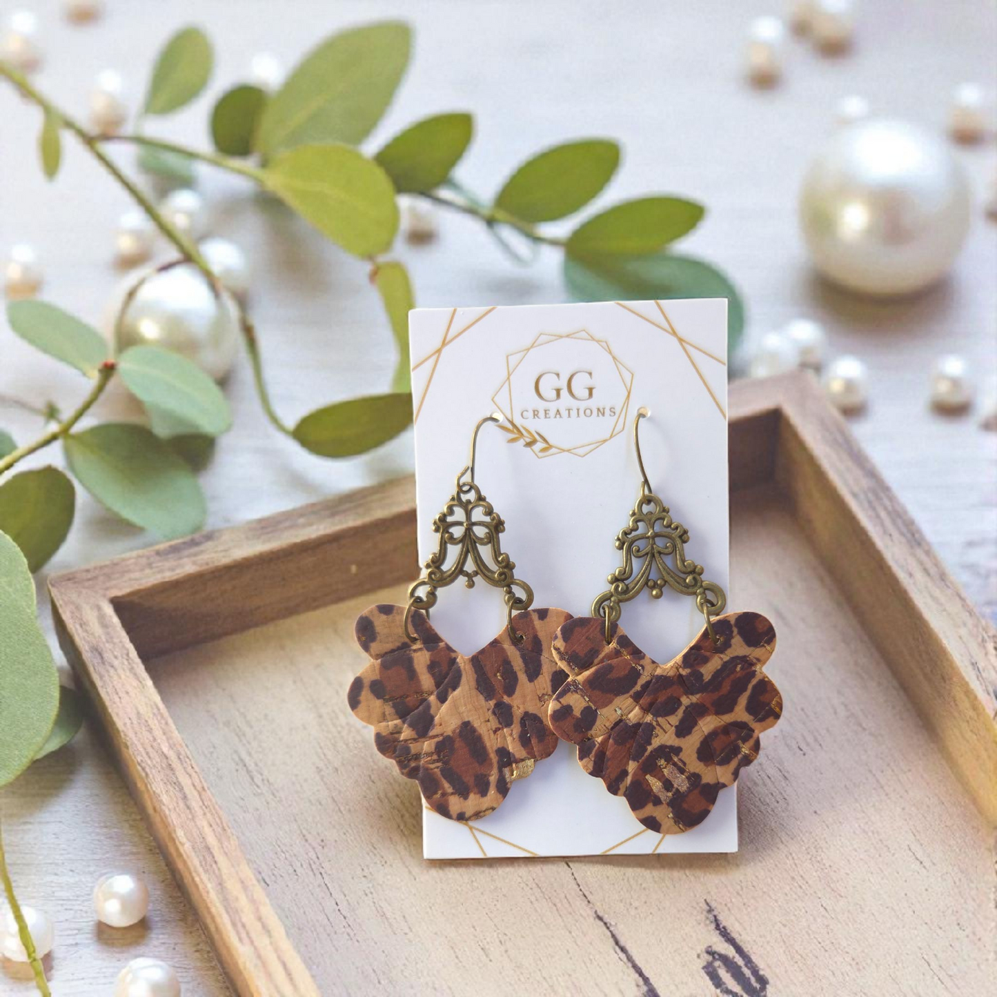 Olinda split scalloped leaf - Embossed, Mirrored pair - Steel Rule Wooden Earring Die