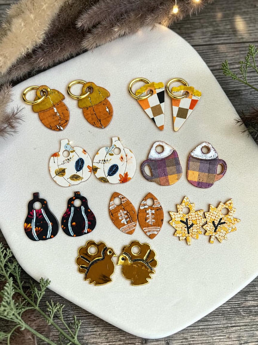 Fall Multi Huggie Dangles  - 8 designs - embossed mirrored pairs - Steel Rule Wooden Earring Die