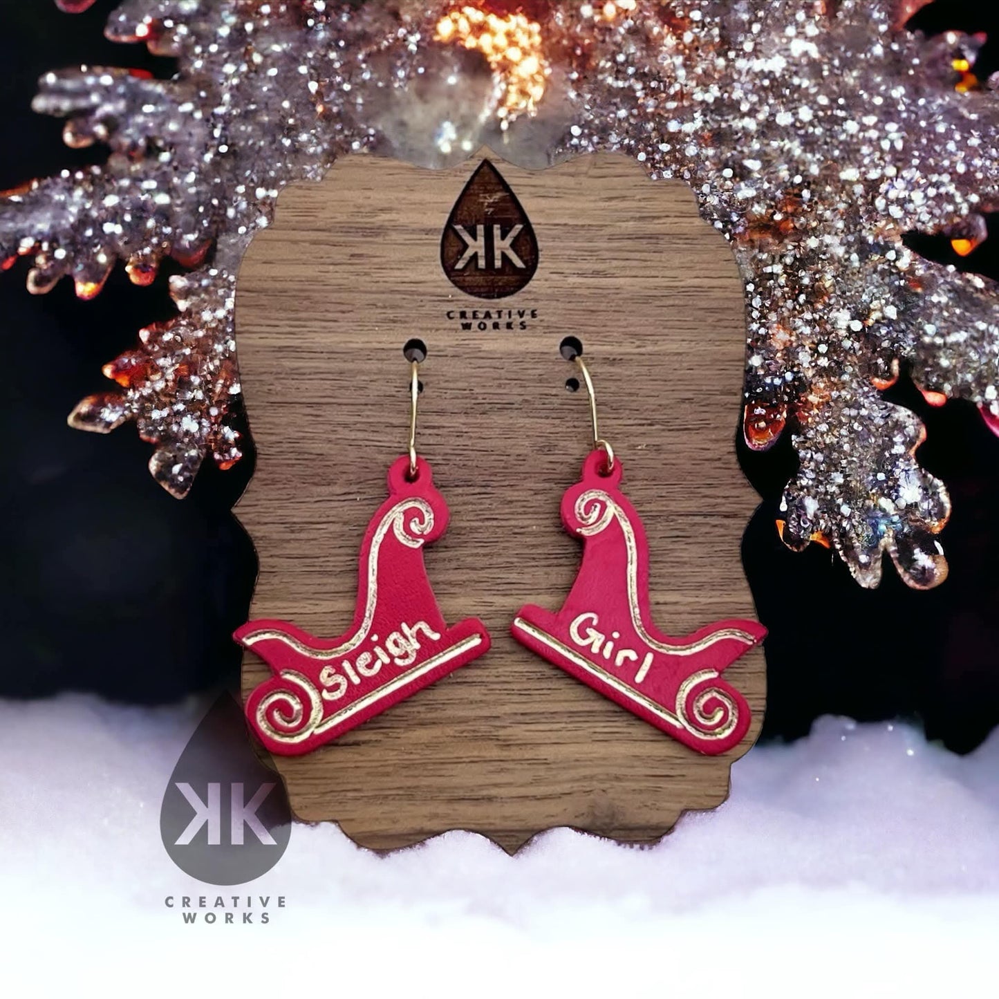 KK's Santa's Sleigh - (Mirrored Embossed Pair) - Steel Rule Earring Die