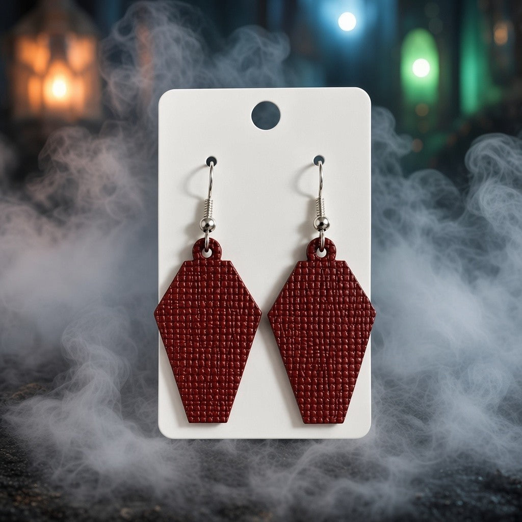 1.75" Spooky Coffins - Embossed and cut out - Steel Rule Wooden Earring Die