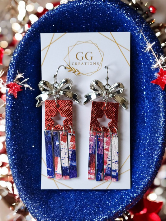 Dangle Star Flag - 1.5" Pair - Steel Rule Wooden Earring Die