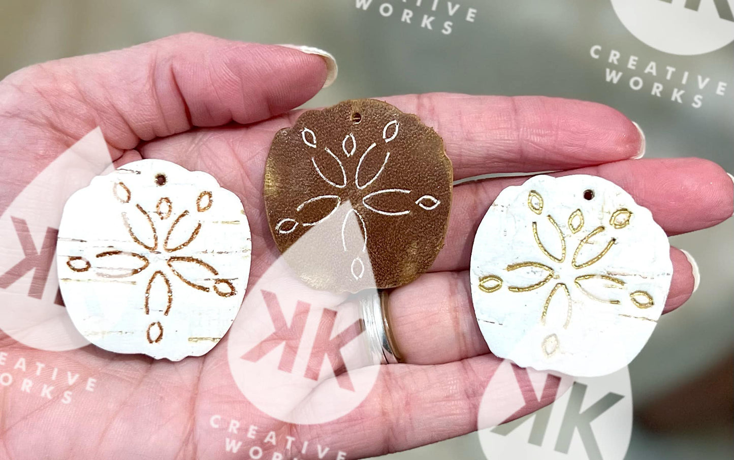Preorder - Sand Dollar - 1.5" Embossed (pair) - Steel Rule Wooden Earring Die