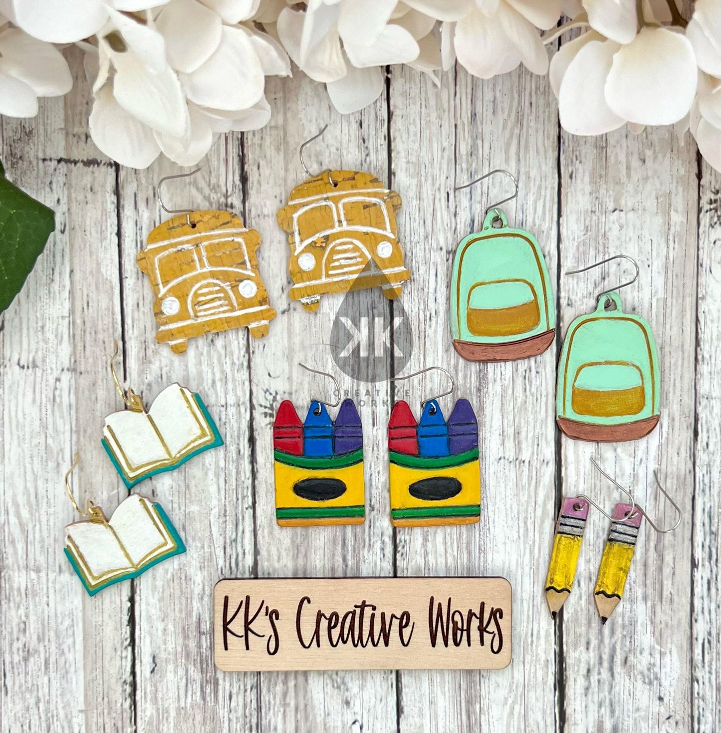 Preorder- Colorful Classroom - 8 Embossed Designs - Back to School - Embossed - Steel Rule Wooden Earring Die