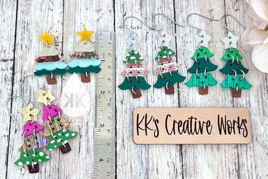 Tiered and/or Layered - 1.9" Christmas Tree - Steel Rule Wooden Earring Die